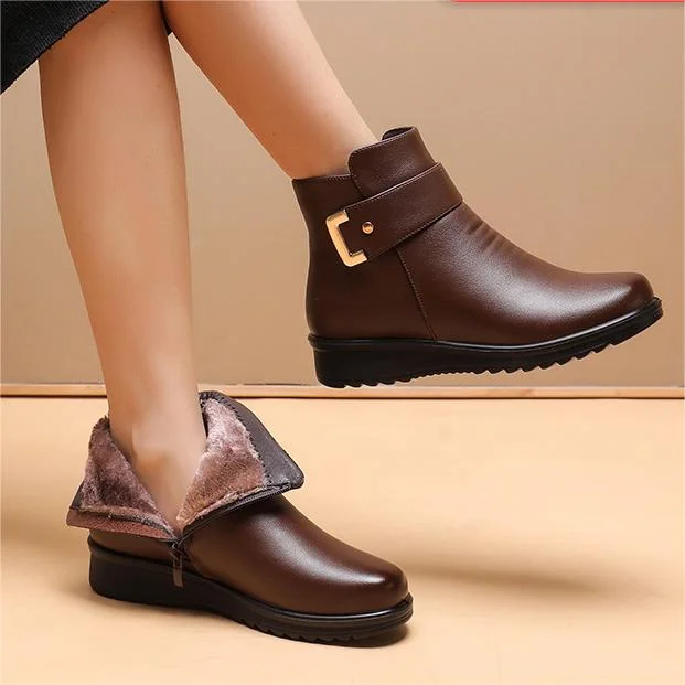Tessa | Faux Fur Lined Ankle Boots with Buckle