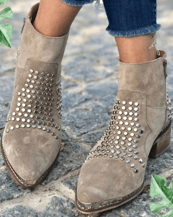 Talia | Studded Suede Look Ankle Boots