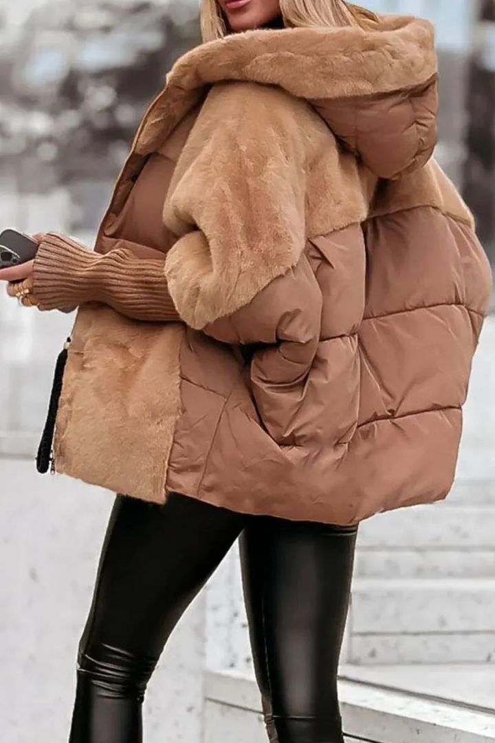 Ada | Oversized Hooded Puffer Jacket with Faux Fur