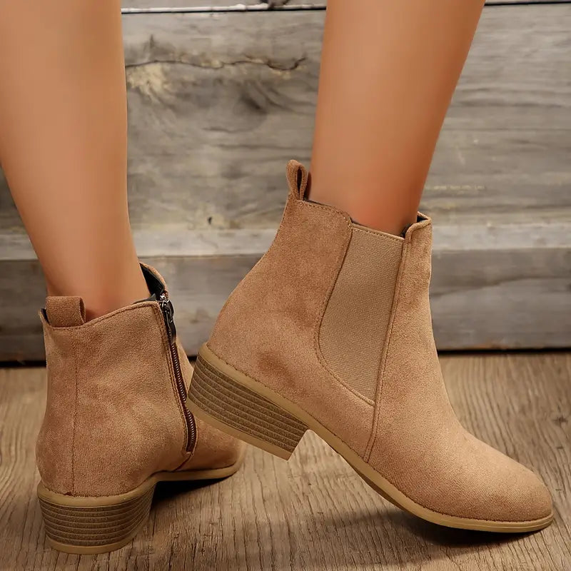Anica | Suede Look Chelsea Boots with Block Heel