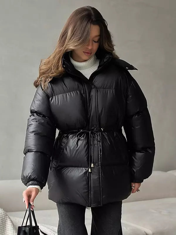 Puffer jacket black front
