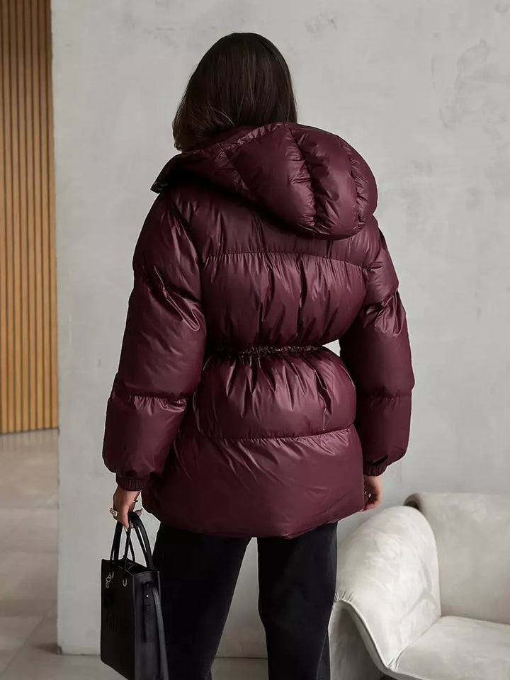 Puffer jacket burgundy back