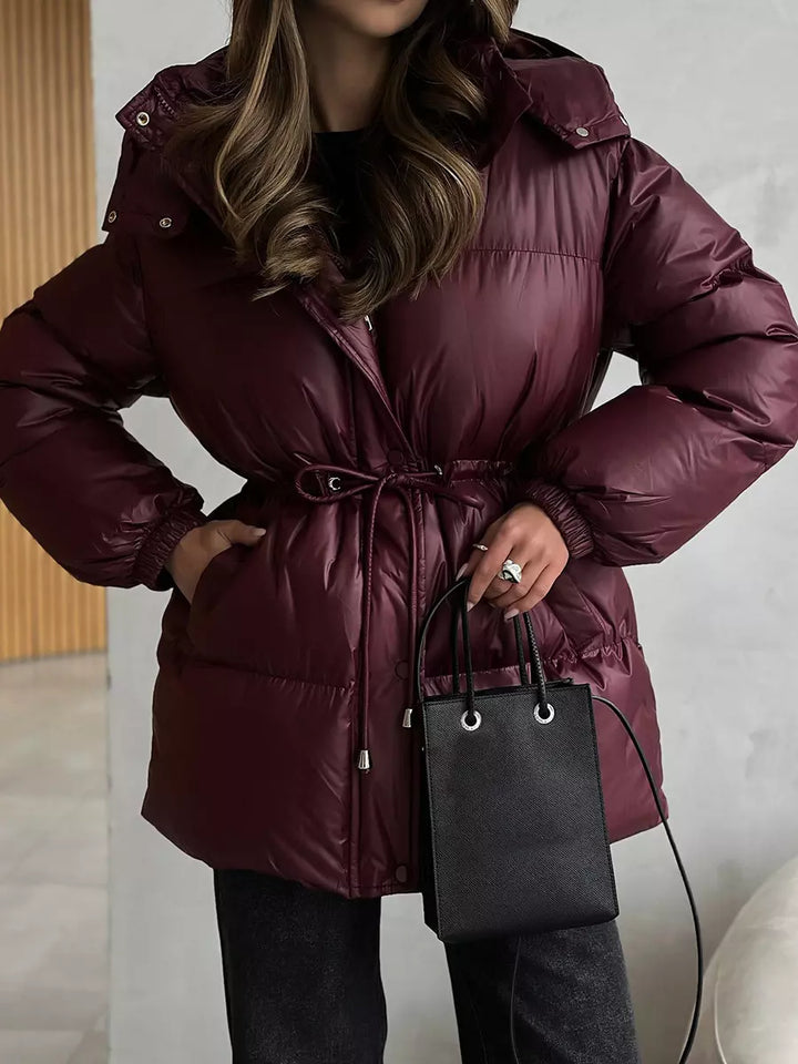 Puffer jacket burgundy side