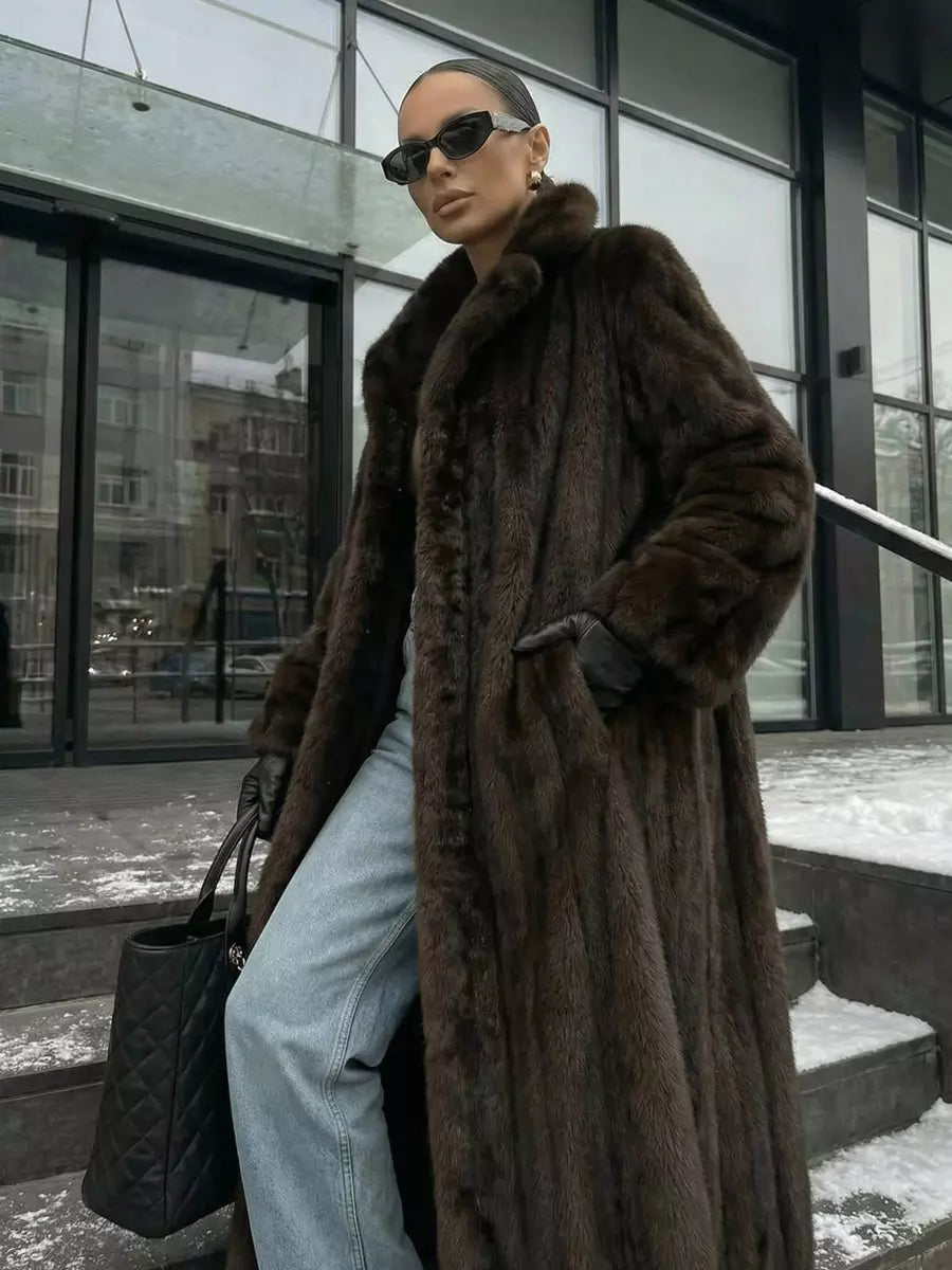 Faux fur coat styled