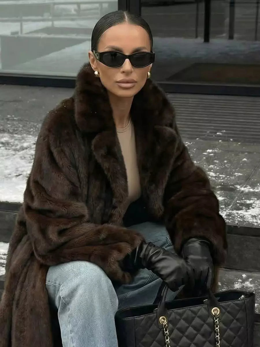 Faux fur coat detail