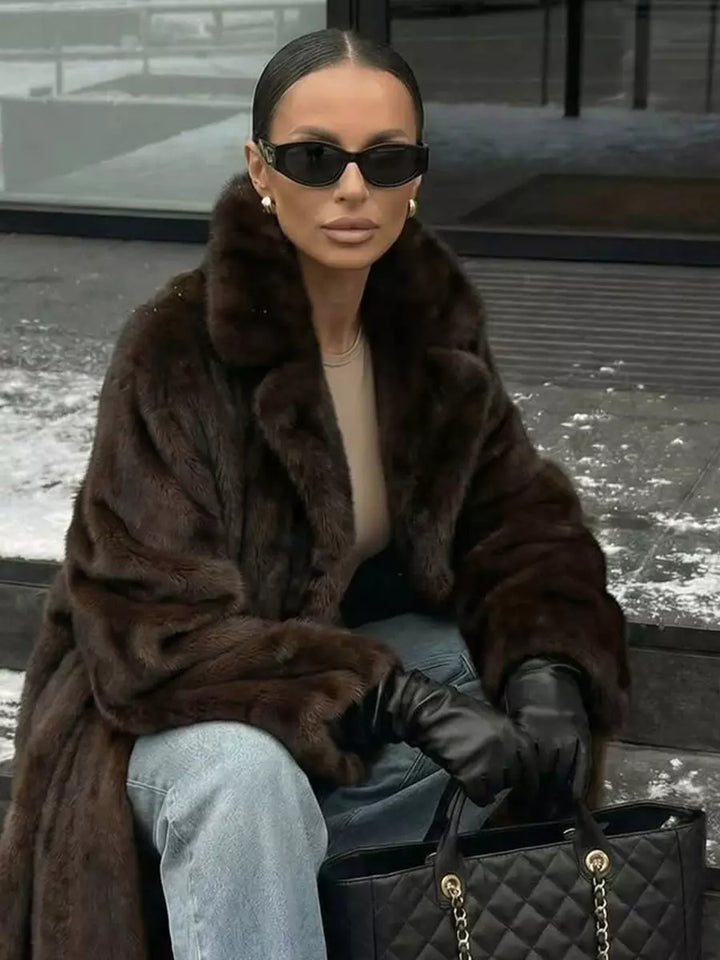 Faux fur coat detail