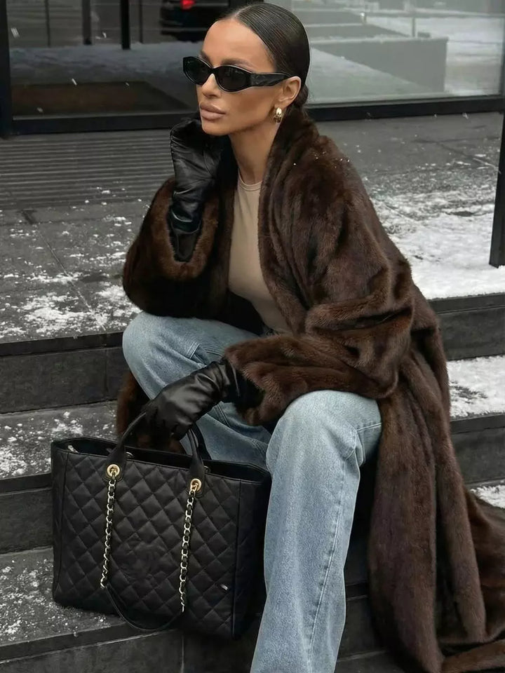 Faux fur coat back view