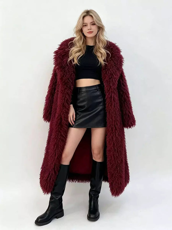 Faux fur coat colour detail