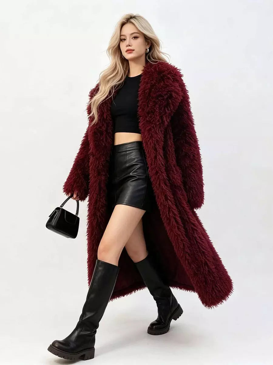 Faux fur coat styled
