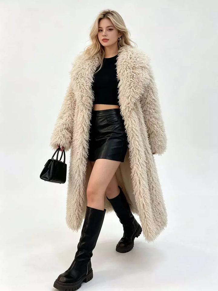 Faux fur coat side