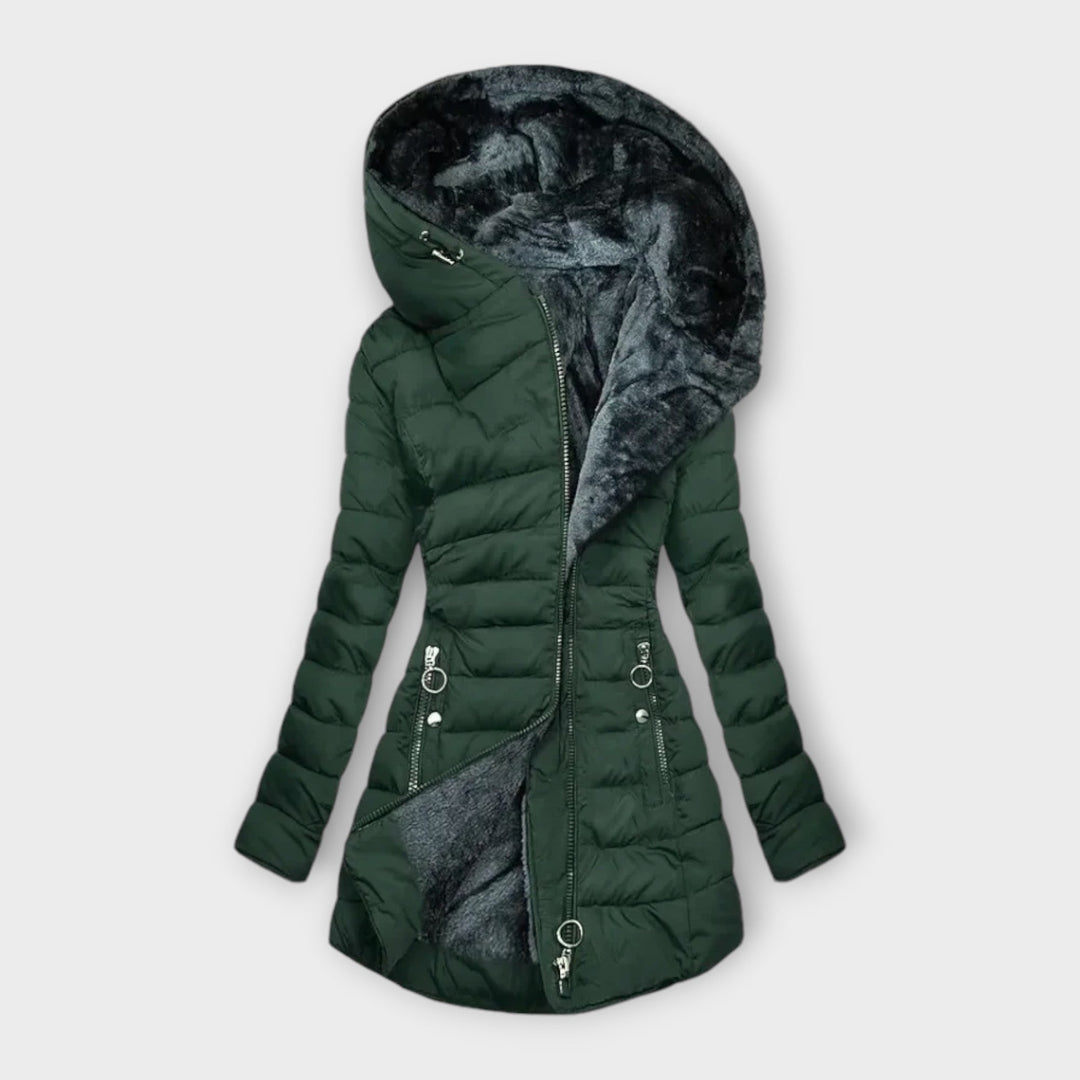 Britt | Long Quilted Puffer Coat with Oversized Hood