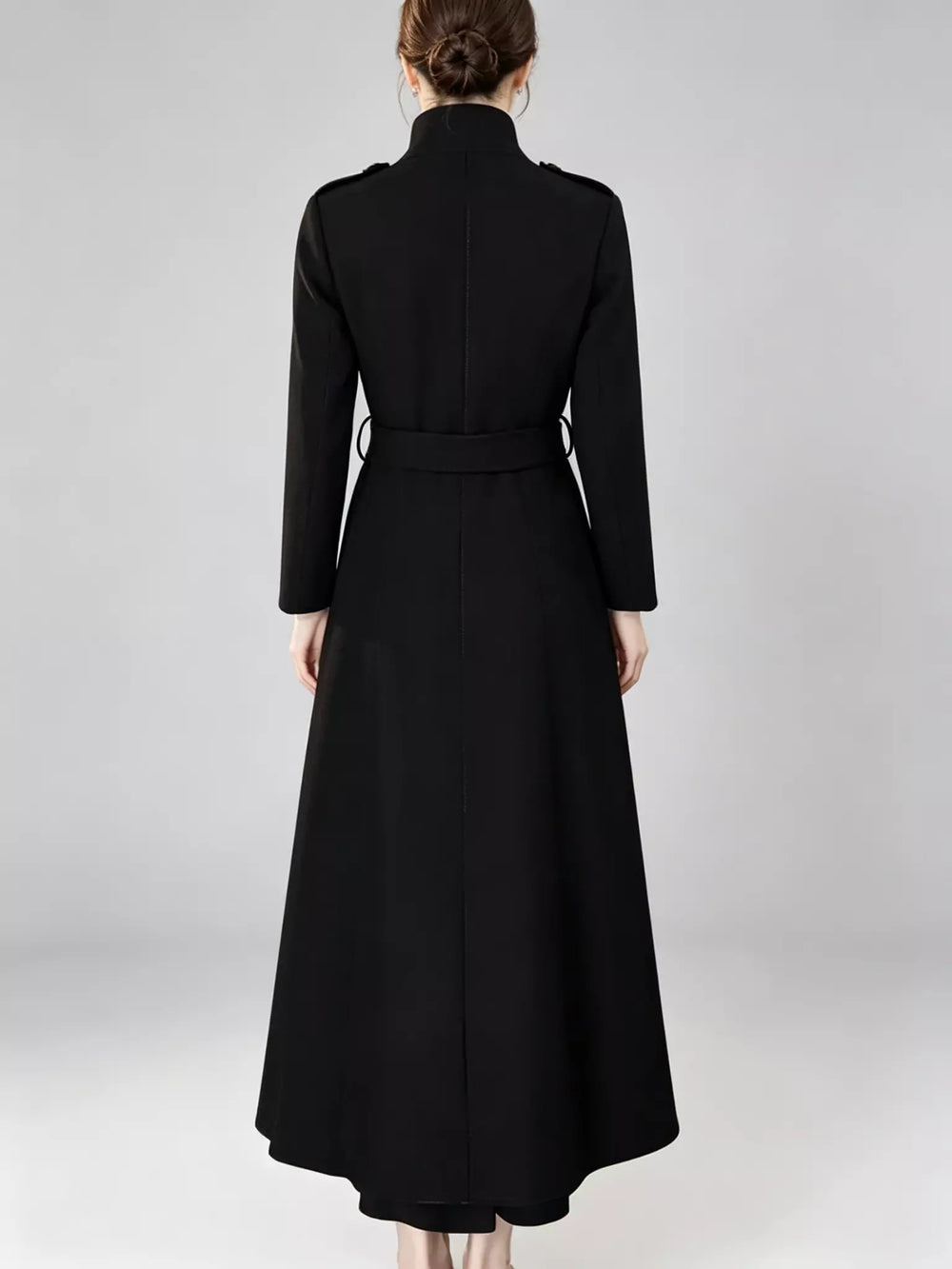 Black trench coat detail