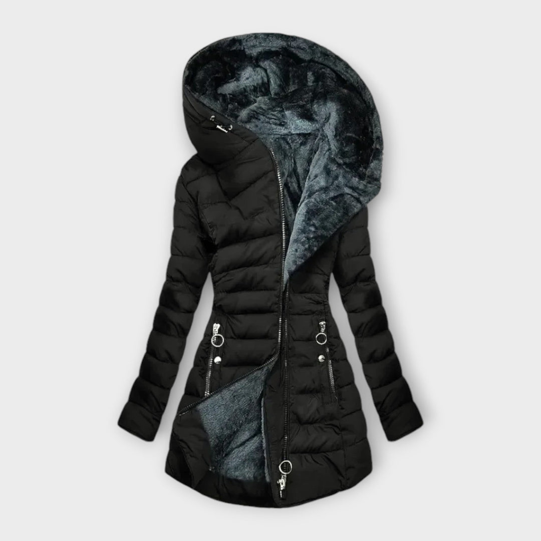 Britt | Long Quilted Puffer Coat with Oversized Hood