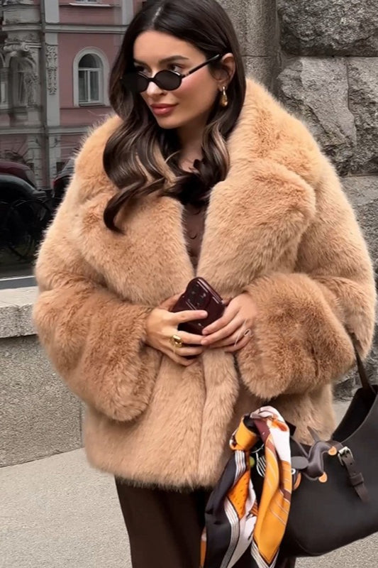 Cleo | Cropped Faux Fur Coat with Open Front