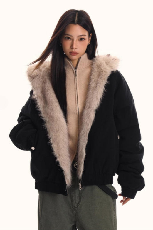 Astrid | Oversized Hooded Winter Jacket with Faux Fur