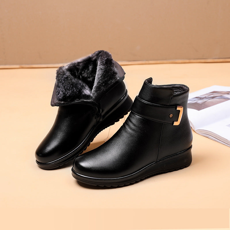 Tessa | Faux Fur Lined Ankle Boots with Buckle