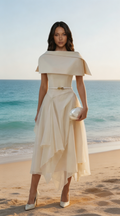 Kora Backless Cape Midi Dress