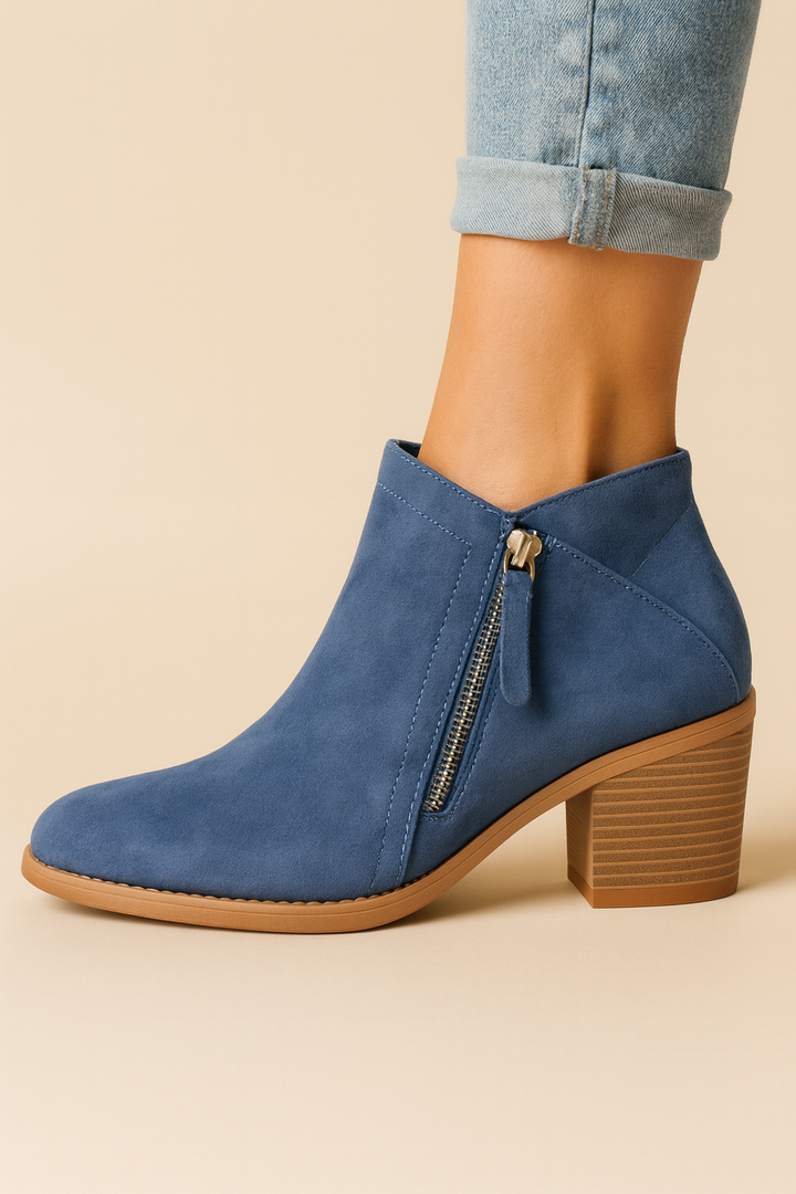 Vera | Block Heel Ankle Boots with Side Zip