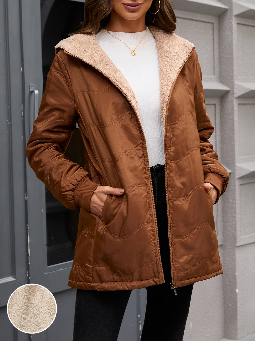 Wilma | Quilted Hooded Sherpa Jacket