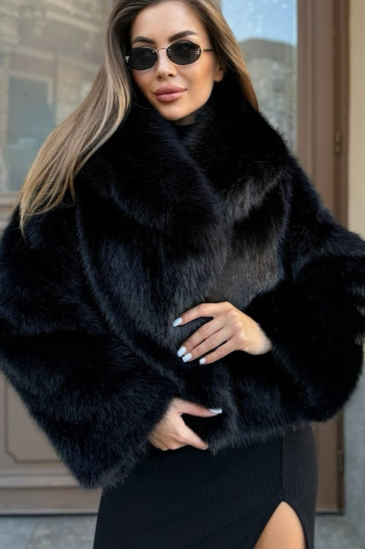 Cleo | Cropped Faux Fur Coat with Open Front