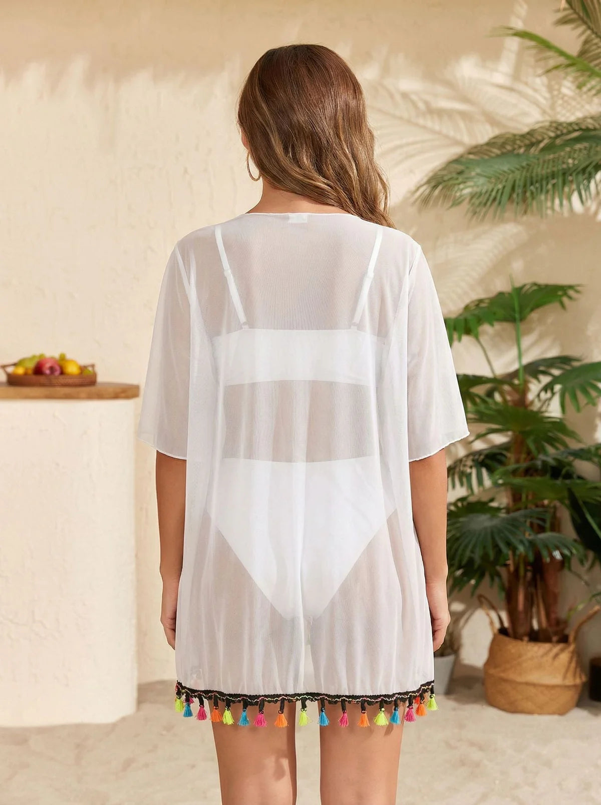 4-Piece Bikini Set - Cover-Up Shirt and Beach Shorts