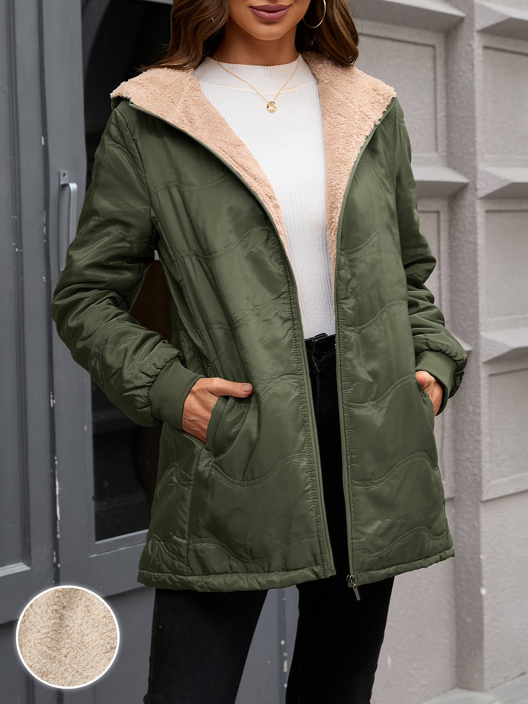 Wilma | Quilted Hooded Sherpa Jacket