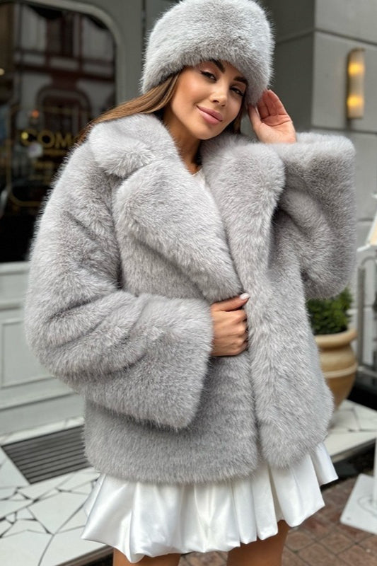 Cleo | Cropped Faux Fur Coat with Open Front