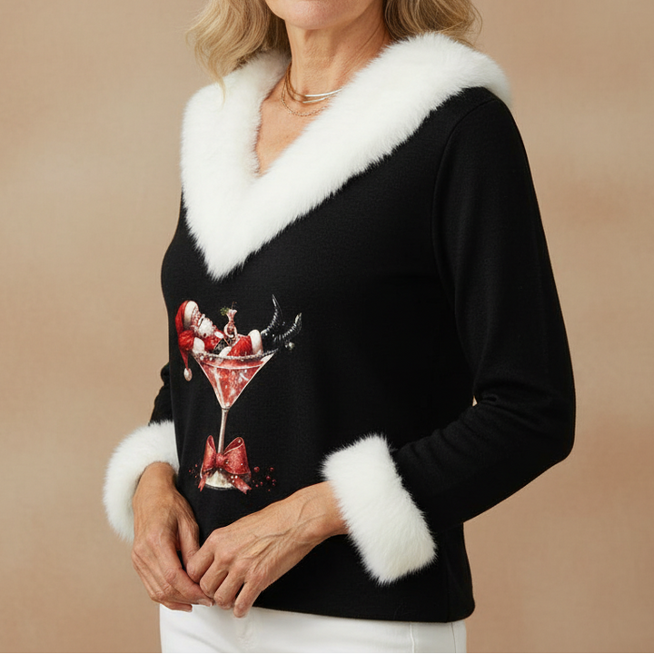 Holly | Christmas Sweater with Faux Fur Trim