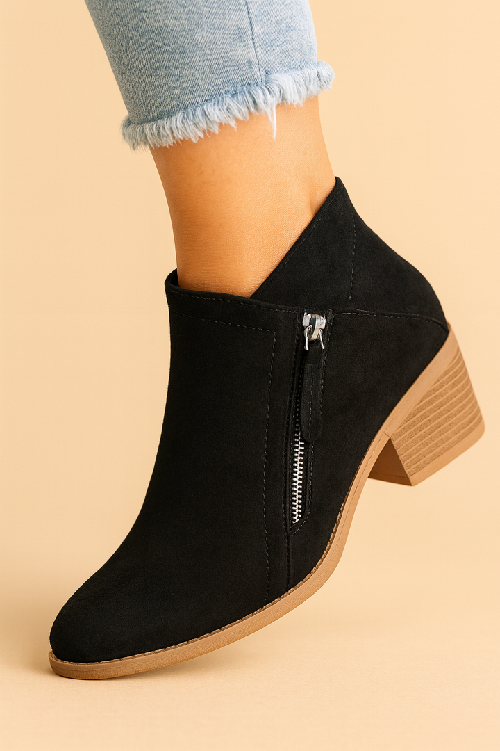 Vera | Block Heel Ankle Boots with Side Zip