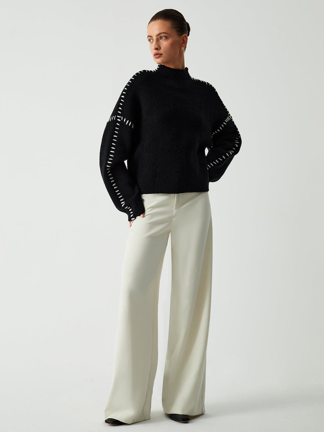 Rey | Oversized Sweater with Mock Neck