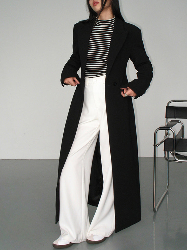 Camille | Long Blazer Wool Coat with Notch Lapel