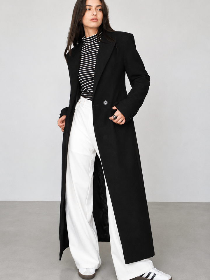 Camille | Long Blazer Wool Coat with Notch Lapel