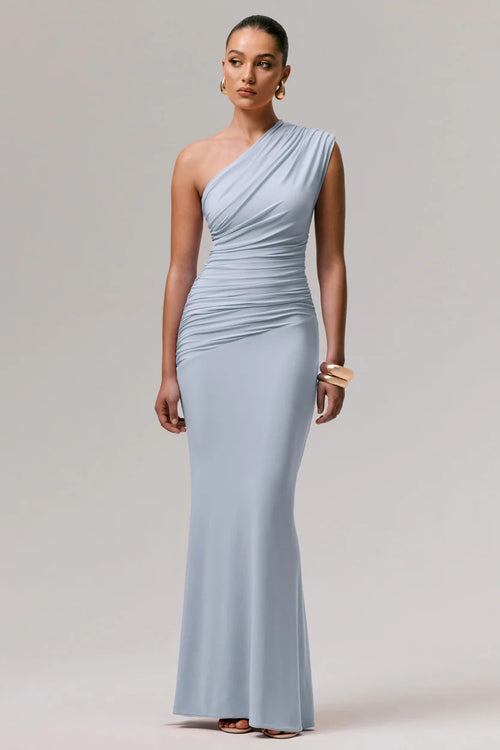 Mardi Asymmetric Maxi Dress – Stretch Jersey, Ruched