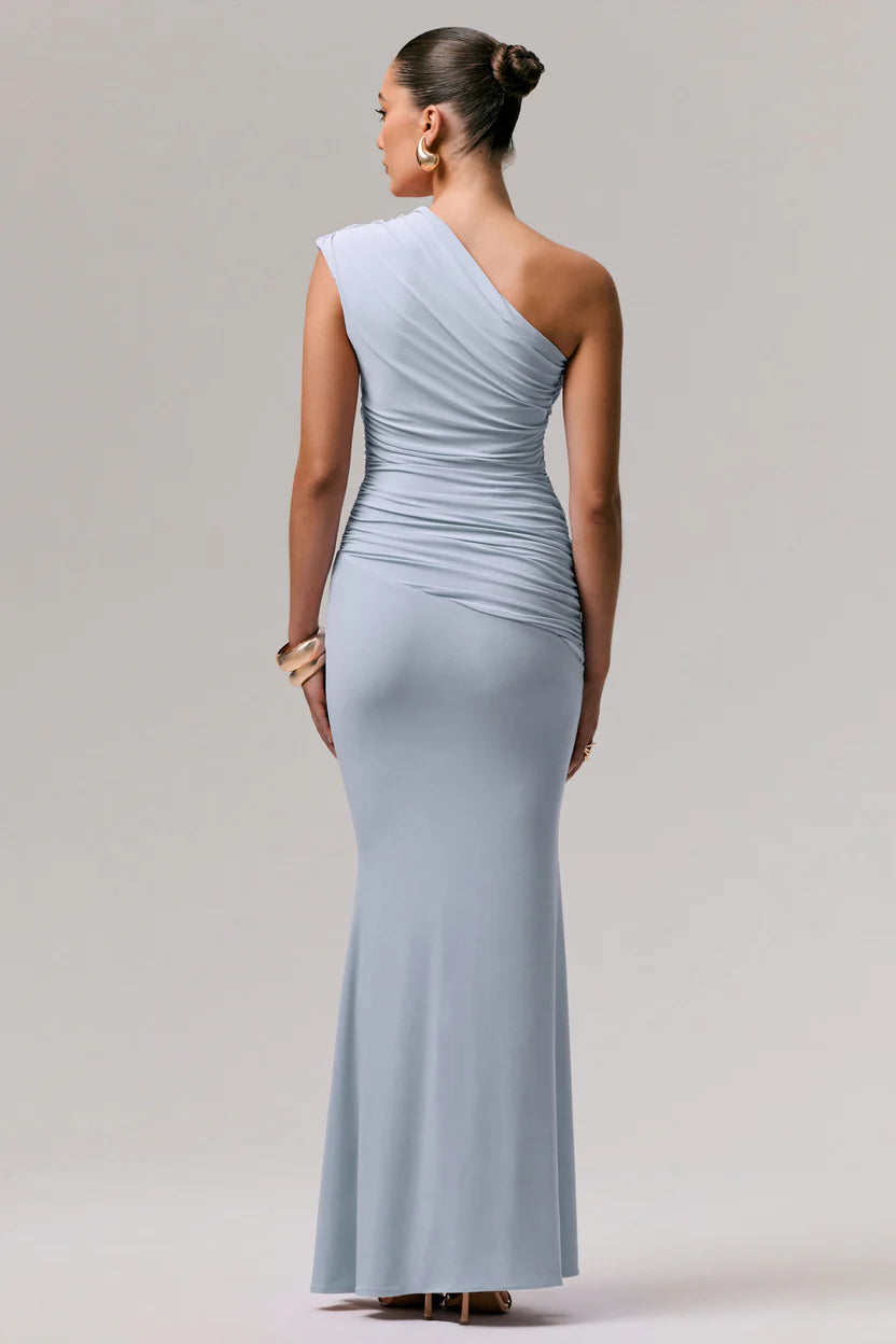 Mardi Asymmetric Maxi Dress – Stretch Jersey, Ruched