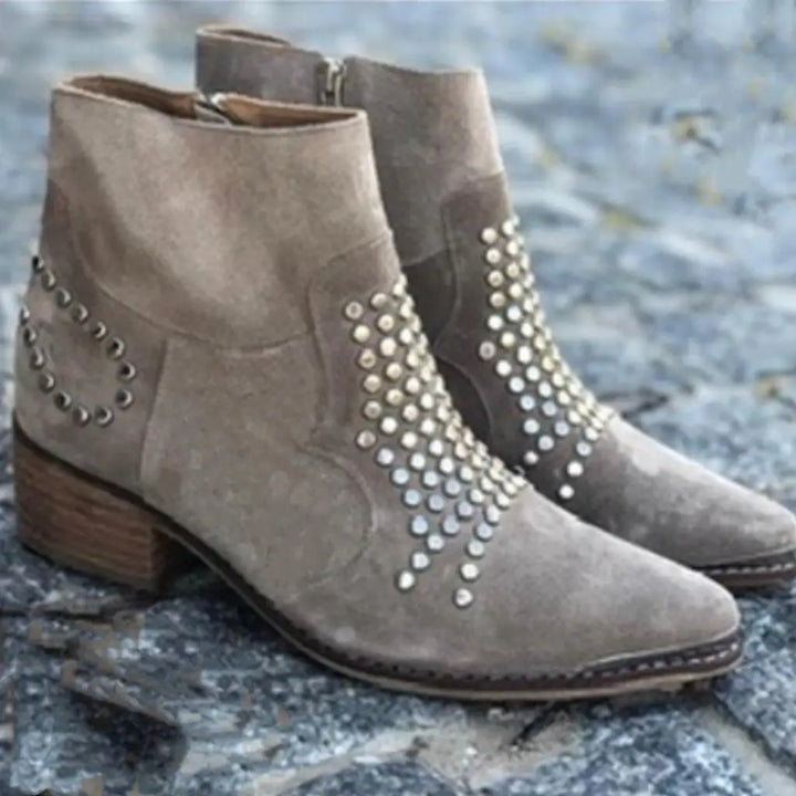 Talia | Studded Suede Look Ankle Boots