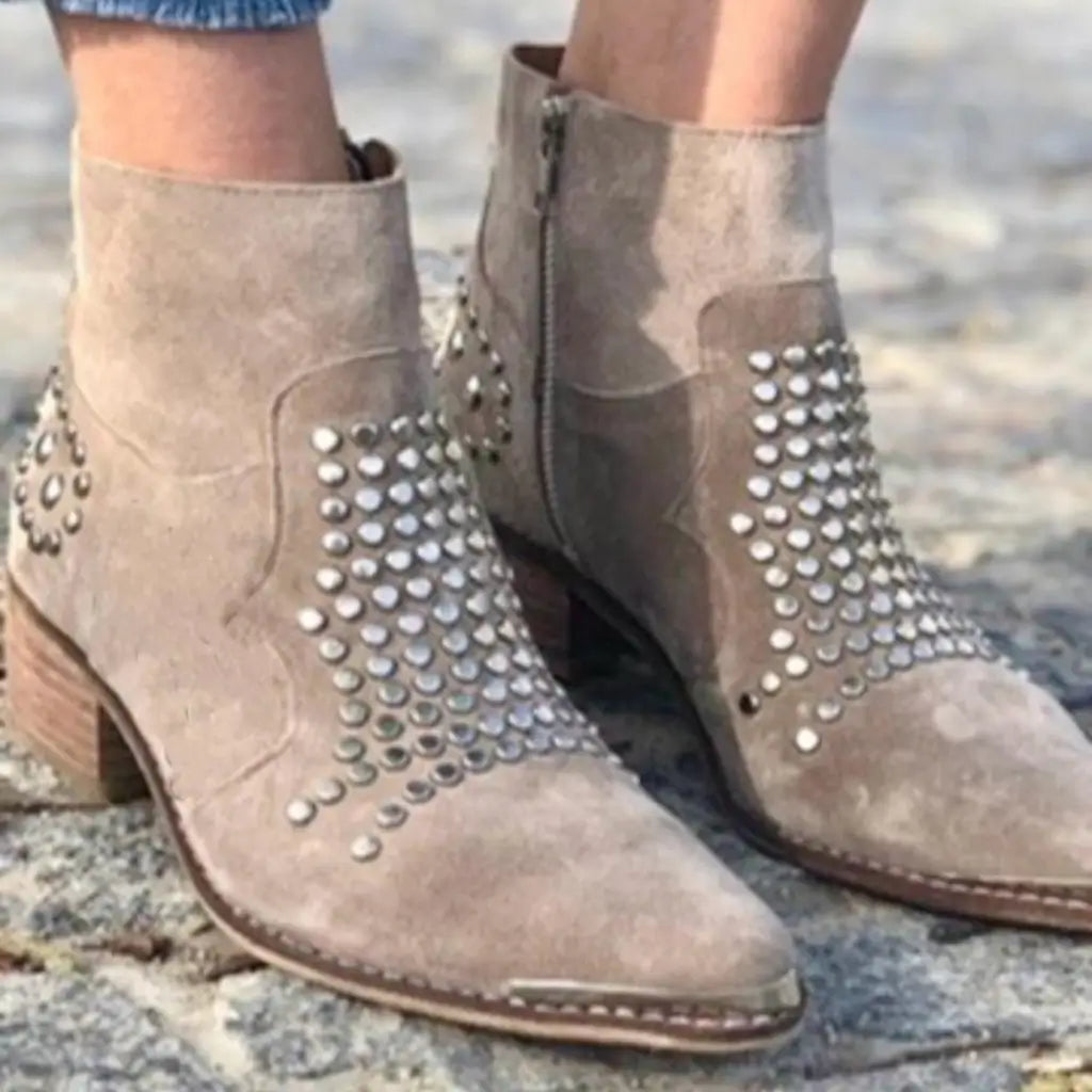 Talia | Studded Suede Look Ankle Boots