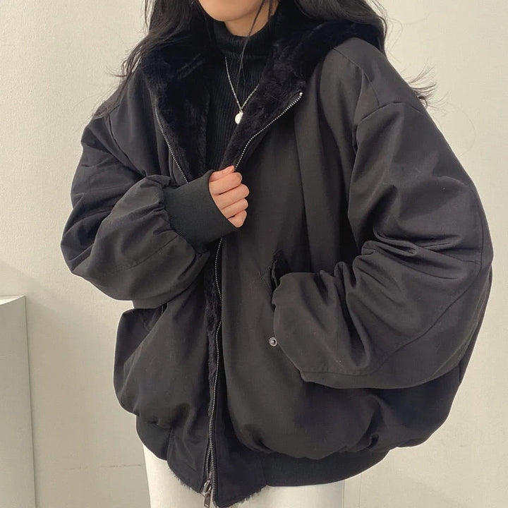 Elsa | Oversized Hooded Sherpa Jacket with Zip Front