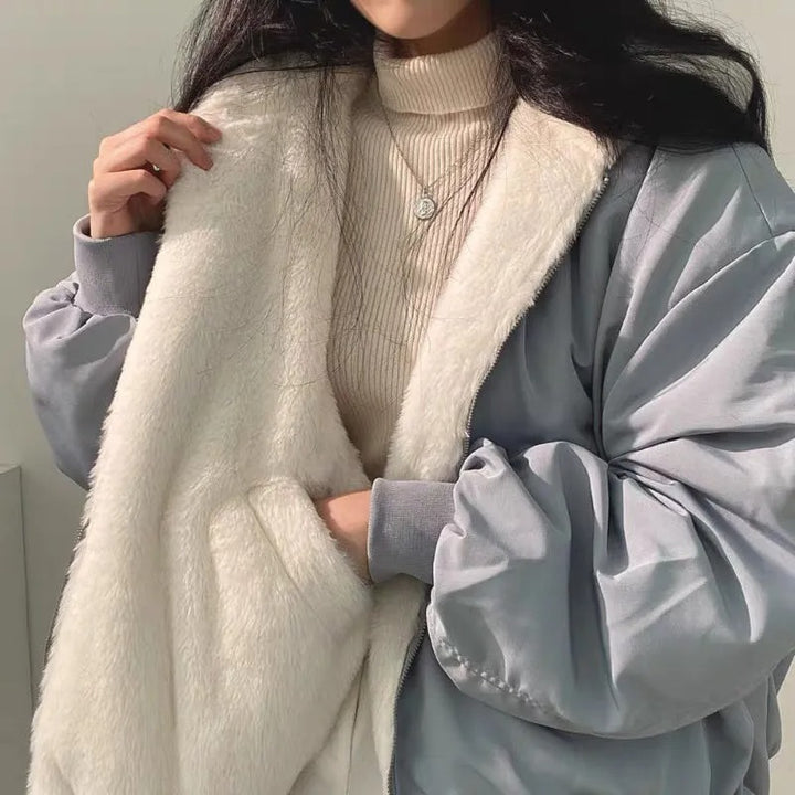 Elsa | Oversized Hooded Sherpa Jacket with Zip Front