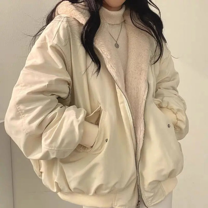 Elsa | Oversized Hooded Sherpa Jacket with Zip Front