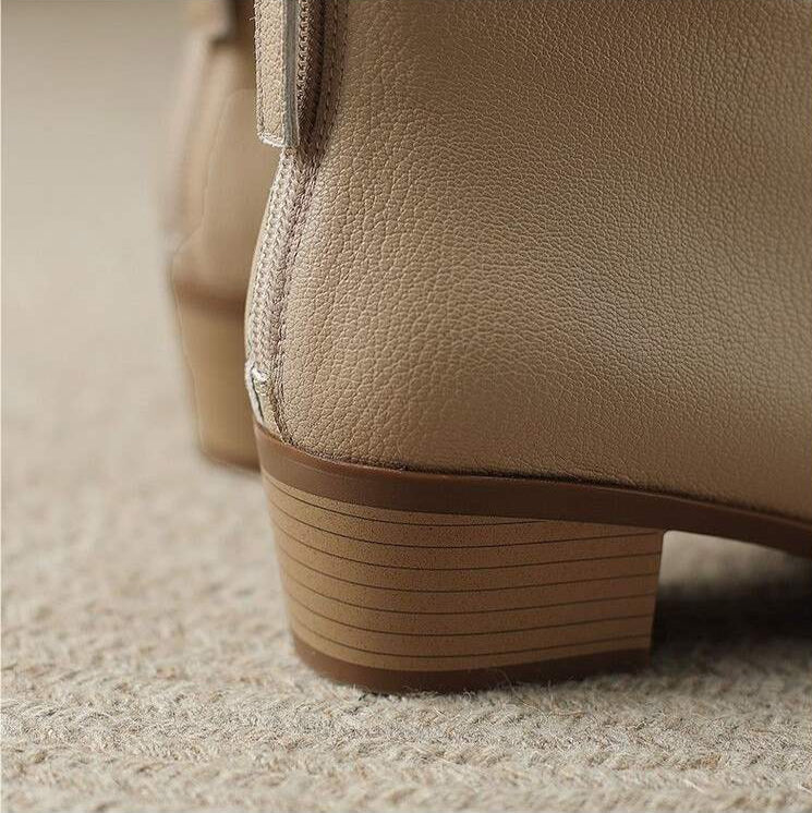 Kensley | Faux Leather Ankle Boots with Pointed Toe