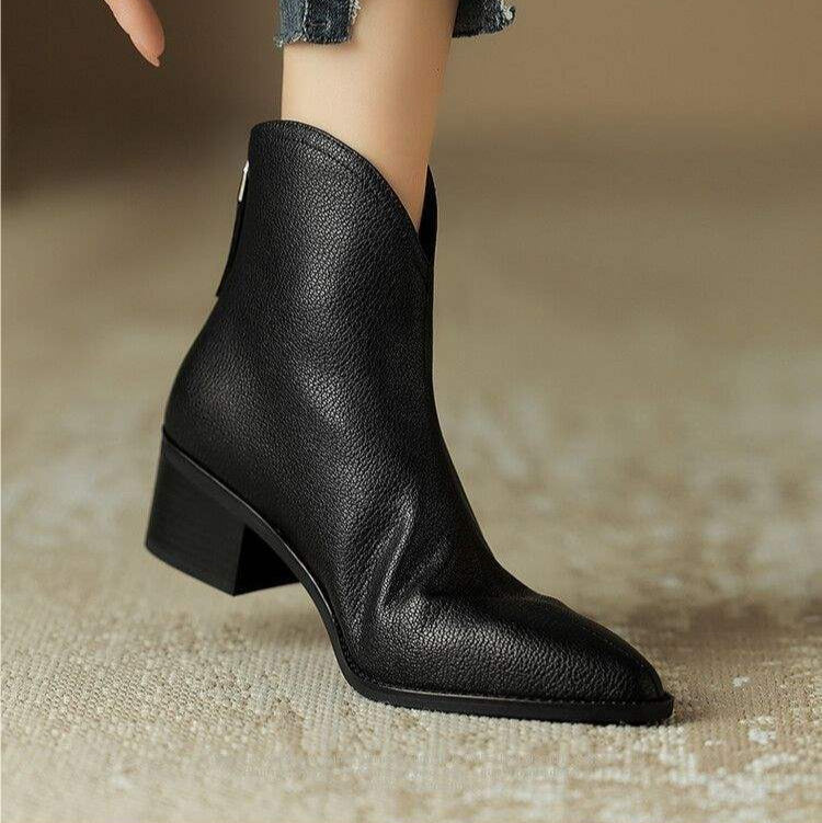 Kensley | Faux Leather Ankle Boots with Pointed Toe