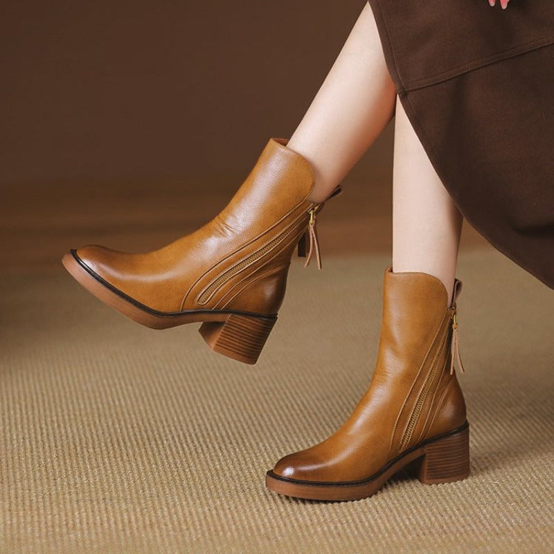 Selene | Heeled Ankle Boots with Side Zip