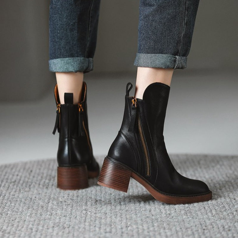Selene | Heeled Ankle Boots with Side Zip