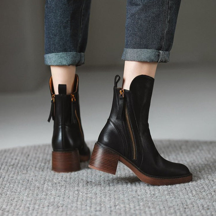 Selene | Heeled Ankle Boots with Side Zip