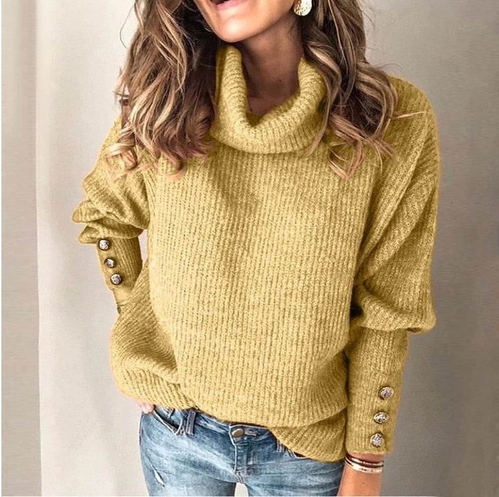 Nina | Oversized Turtleneck Sweater with Button Cuffs