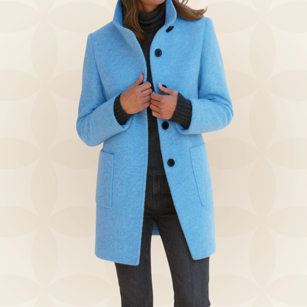 Elin | Wool Coat with High Collar and Buttons