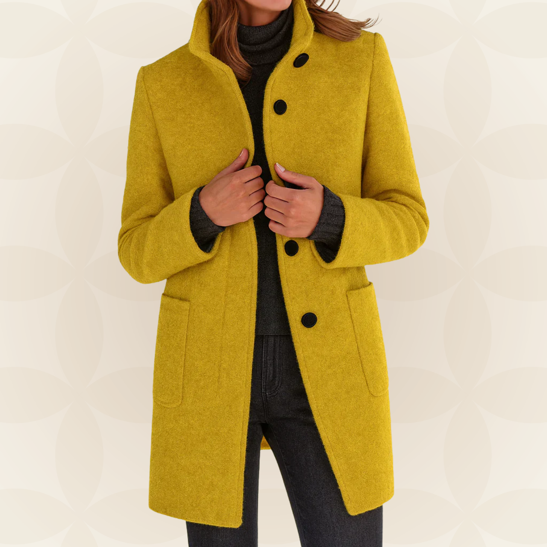 Elin | Wool Coat with High Collar and Buttons