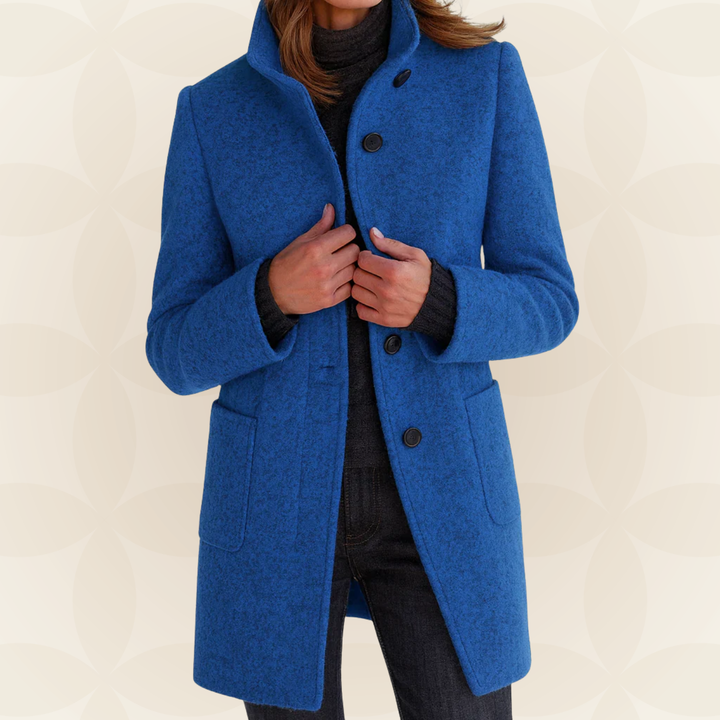 Elin | Wool Coat with High Collar and Buttons