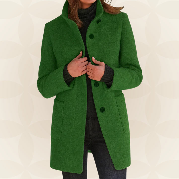 Elin | Wool Coat with High Collar and Buttons