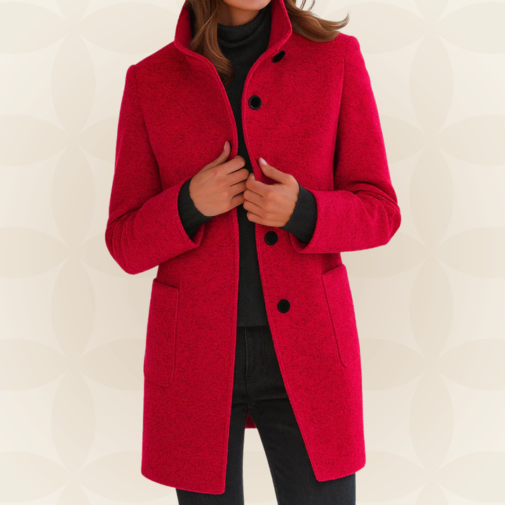 Elin | Wool Coat with High Collar and Buttons